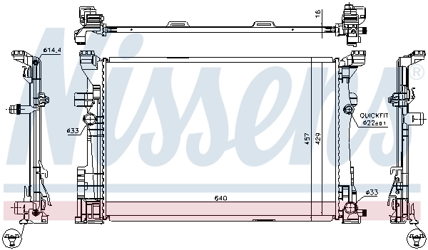 Radiador de esfriamento de motor Nissens 67186