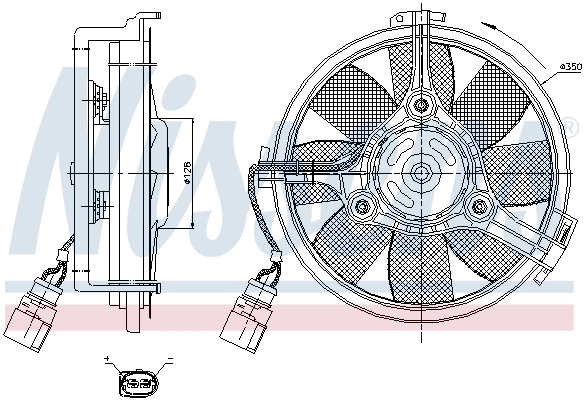 Ventilador elétrico de esfriamento montado (motor + roda de aletas) Nissens 85547