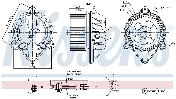 Motor de ventilador de forno (de aquecedor de salão) Nissens 87183