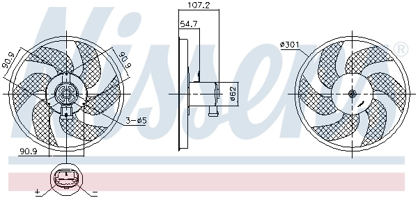 Ventilador elétrico de esfriamento montado (motor + roda de aletas) Dacia Logan II L8_ ao melhor preço