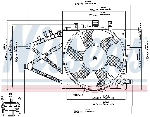 Ventilador elétrico de esfriamento montado (motor + roda de aletas) Nissens 85190