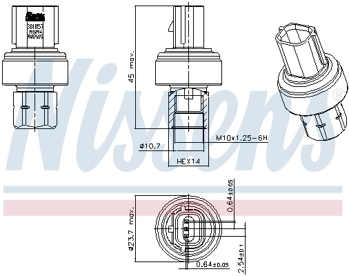 Sensor de pressão absoluta de aparelho de ar condicionado Nissens 301057