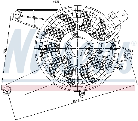 Difusor do radiador de aparelho de ar condicionado, montado com roda de aletas e o motor Nissens 85370
