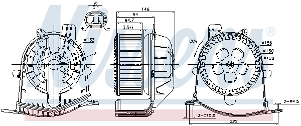 Motor de ventilador de forno (de aquecedor de salão) 87038 Nissens