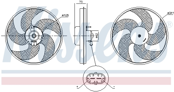 85672 Nissens Ventilador elétrico de esfriamento montado (motor + roda de aletas)