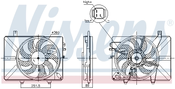 404223W1 Polcar Difusor do radiador de esfriamento, montado com motor e roda de aletas