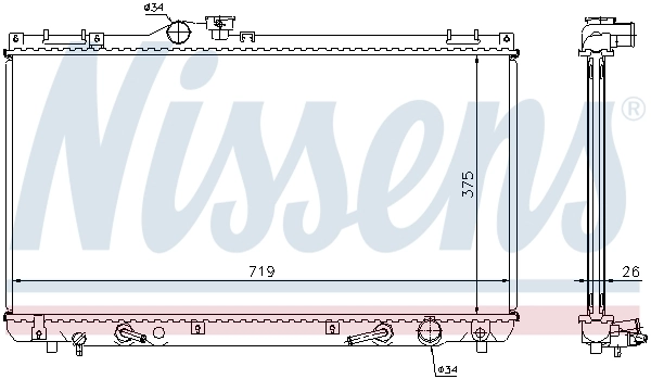 Radiador de esfriamento de motor Nissens 64653A