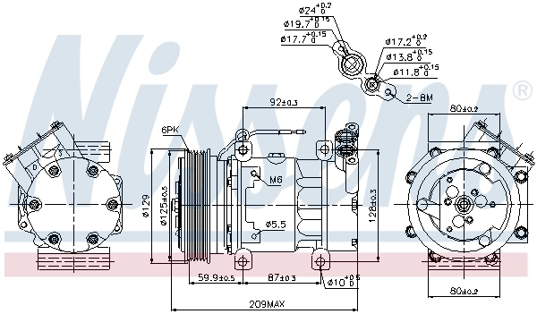 Compressor de aparelho de ar condicionado 89128 Nissens
