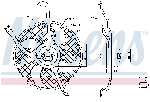 Ventilador elétrico de esfriamento montado (motor + roda de aletas) Nissens 85665