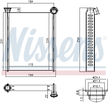 Radiador de forno (de aquecedor) Nissens 72987