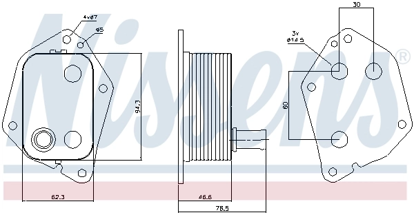 90721 Nissens Radiador de óleo (frigorífico), debaixo de filtro