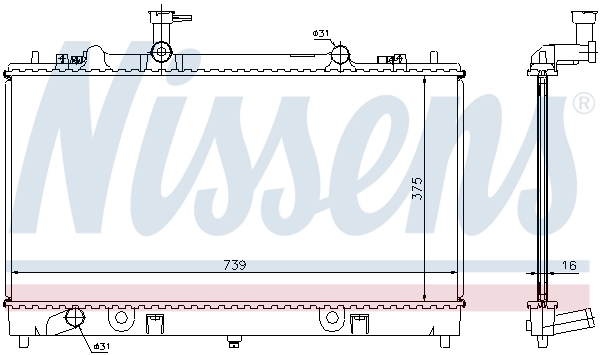 Radiador de esfriamento de motor Nissens 62466A
