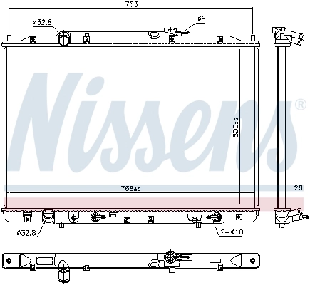 Radiador de esfriamento de motor Nissens 606853