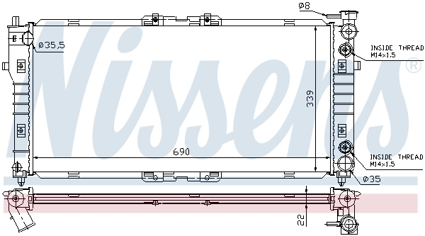 Radiador de esfriamento de motor Nissens 62393