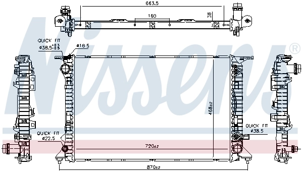 Radiador de esfriamento de motor 95B121251 VAG