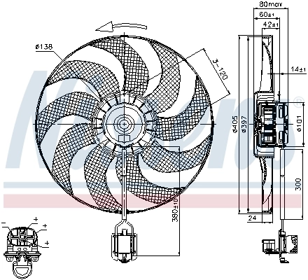 Ventilador elétrico de esfriamento montado (motor + roda de aletas) Nissens 85748