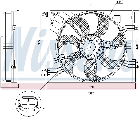 Ventilador elétrico de esfriamento montado (motor + roda de aletas) Nissens 85948