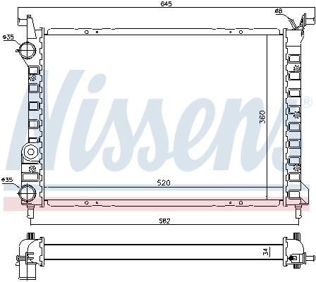 Radiador de esfriamento de motor 61804 Nissens