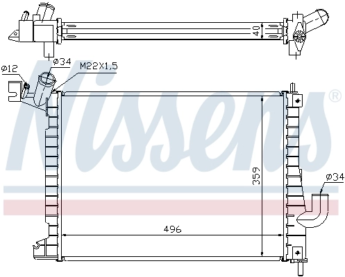 Radiador de esfriamento de motor 63019A Nissens