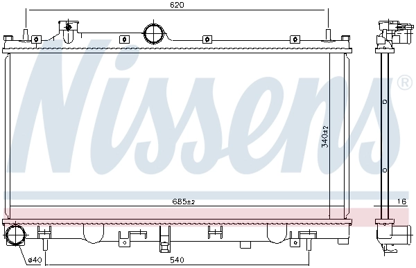 Radiador de esfriamento de motor 606532 Nissens