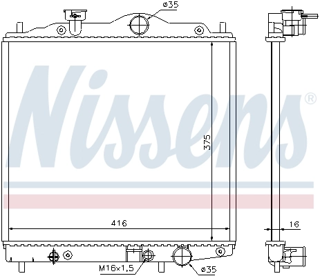 Radiador de esfriamento de motor 67100 Nissens