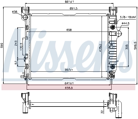 Radiador de esfriamento de motor 69451 Nissens