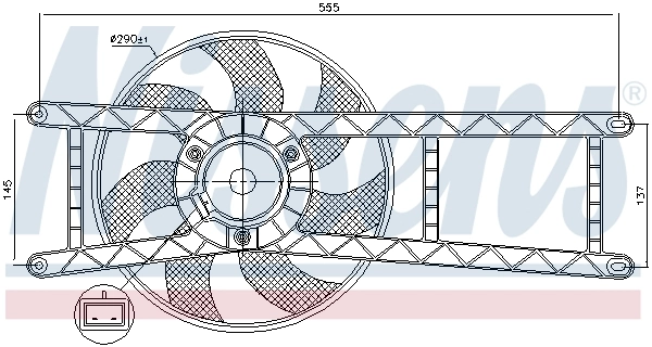 Ventilador elétrico de esfriamento montado (motor + roda de aletas) Nissens 85145