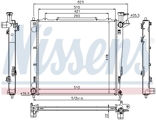 Radiador de esfriamento de motor 66782 Nissens