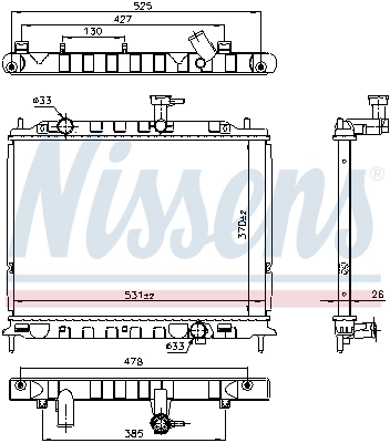Radiador de esfriamento de motor 66666 Nissens