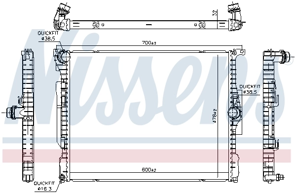 Radiador de esfriamento de motor 606514 Nissens