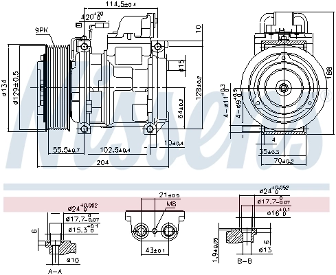 Compressor de aparelho de ar condicionado 890023 Nissens