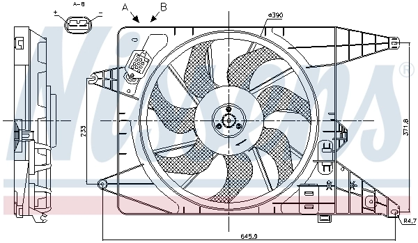 Ventilador elétrico de esfriamento montado (motor + roda de aletas) Nissens 85890