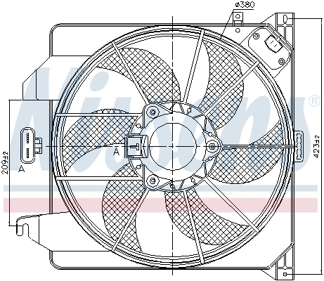 Difusor do radiador de esfriamento, montado com motor e roda de aletas Nissens 85261