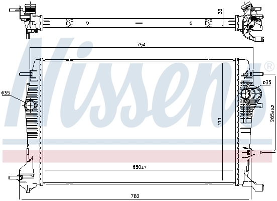 Radiador de esfriamento de motor 637648 Nissens