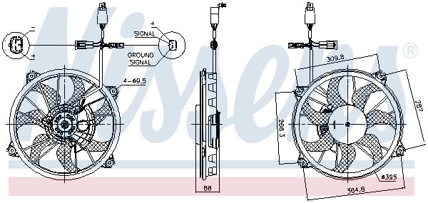 85902 Nissens Ventilador elétrico de esfriamento montado (motor + roda de aletas)