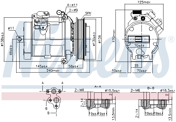 Compressor de aparelho de ar condicionado 890049 Nissens