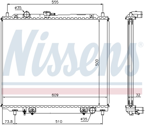 Radiador de esfriamento de motor 62853 Nissens