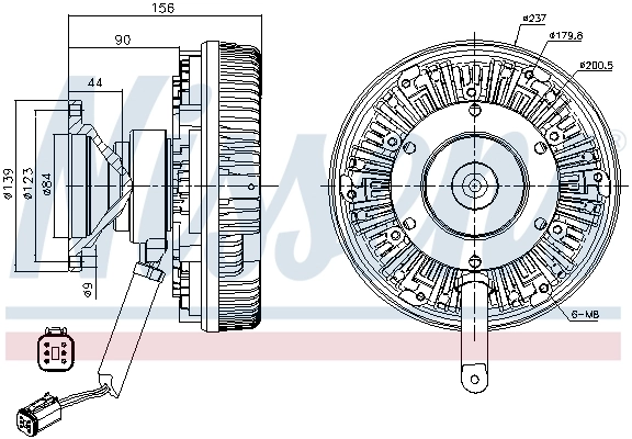 Acoplamento viscoso de ventilador de esfriamento Nissens 86154
