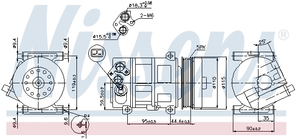 Compressor de aparelho de ar condicionado 89202 Nissens