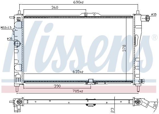 Radiador de esfriamento de motor Nissens 61651A