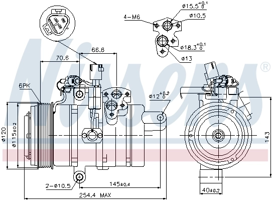 Compressor de aparelho de ar condicionado 89607 Nissens