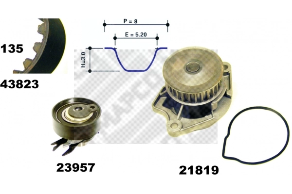 Correia do mecanismo de distribuição de gás, kit Volkswagen Polo III 6NF