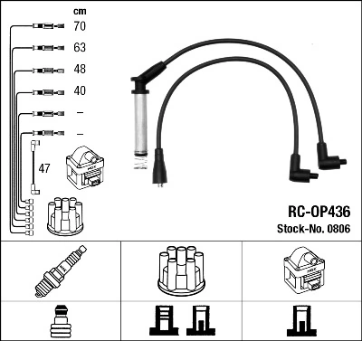 Fios de alta voltagem, kit para Opel Kadett 35, 36, 45, 46