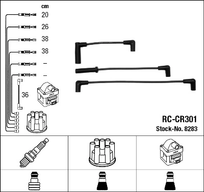 8283 NGK Fios de alta voltagem, kit