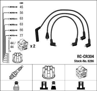 8286 NGK Fios de alta voltagem, kit