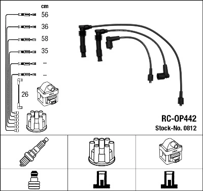0812 NGK Fios de alta voltagem, kit