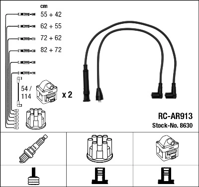 8630 NGK Fios de alta voltagem, kit