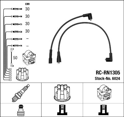 Fios de alta voltagem, kit Renault 18  134