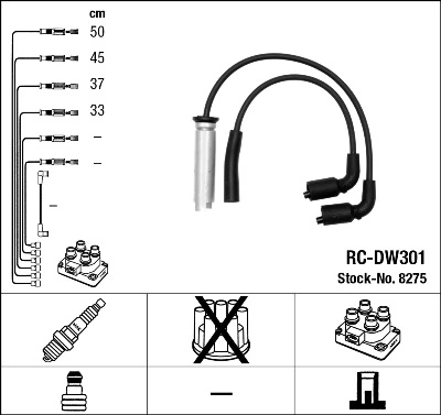 8275 NGK Fios de alta voltagem, kit