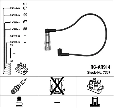 7307 NGK Fios de alta voltagem, kit